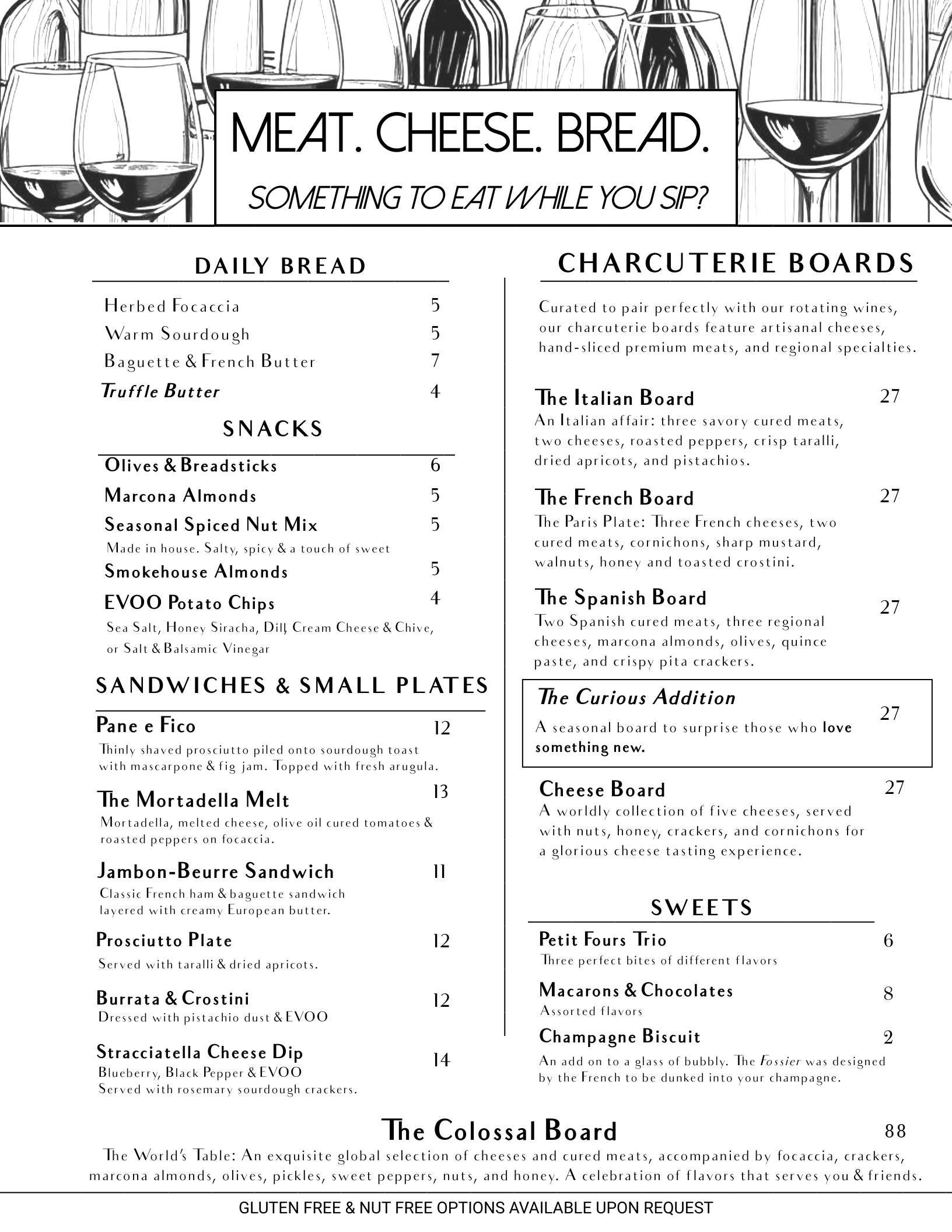 Menus | Class Act Wines in Las Vegas, NV